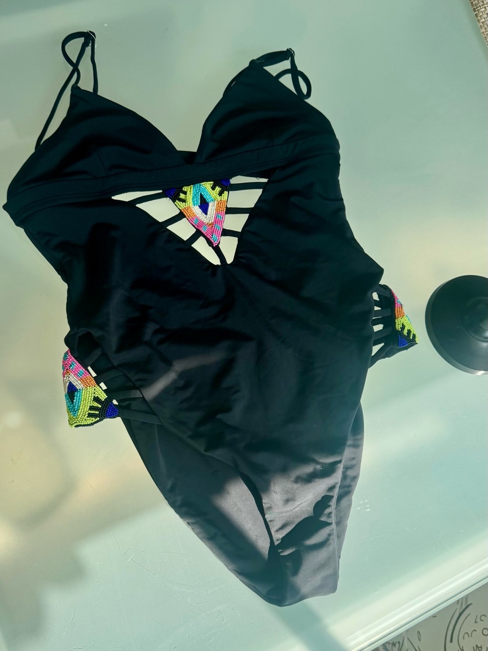Mara Hoffman black cut out beaded one-piece - Picture 3 of 6